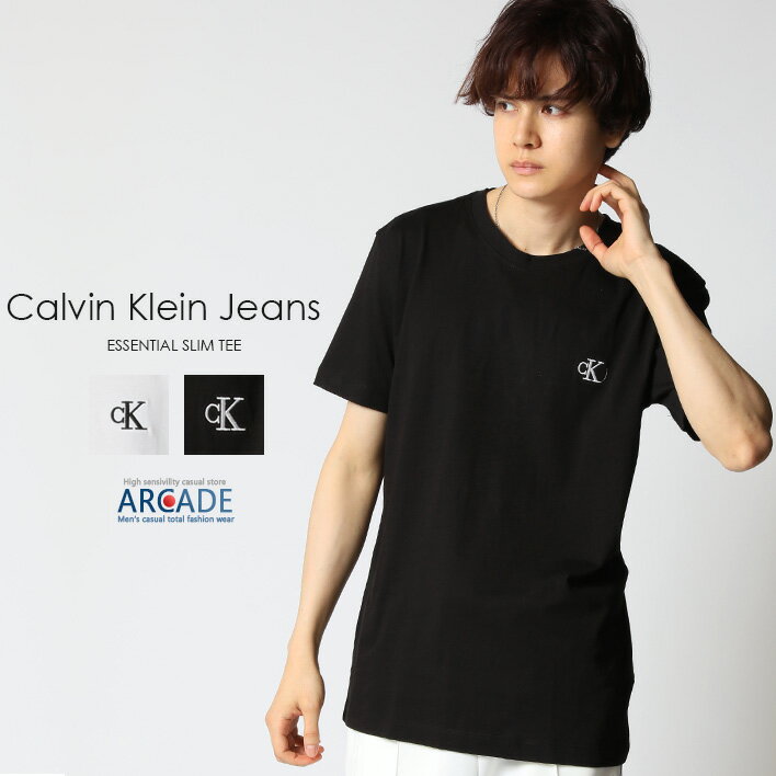 Calvin Klein Jeans カルバンクラインジーンズ CK ワンポイント刺繍 メンズ ブランド 半袖Tシャツ ESSENTIAL SLIM TEE