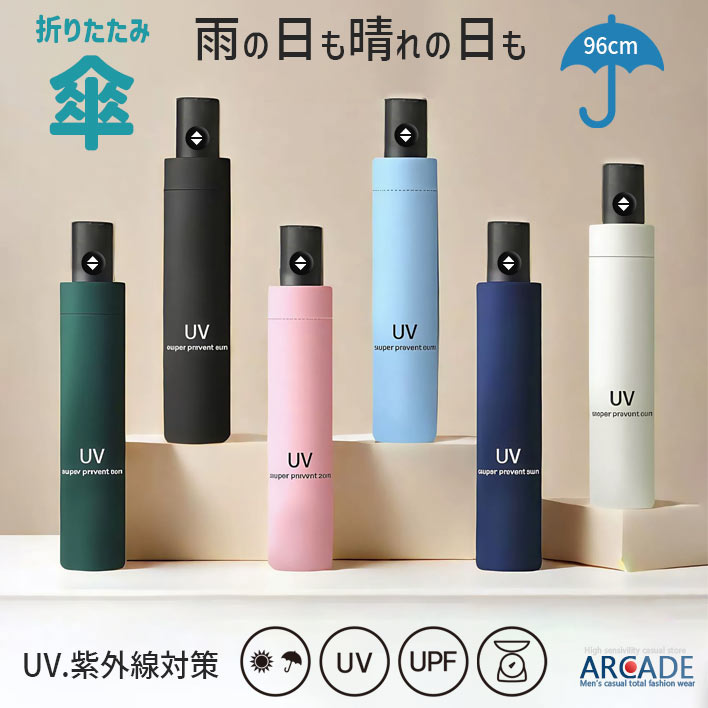 折りたたみ傘 晴雨兼用 紫外線防止 UVカット 8本骨自動開閉折り畳み傘 ワンタッチ 日傘 雨傘 ユニセックス
