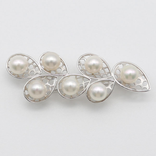 真珠 パール ブローチ あこや真珠 パール ブローチ 7mm-7.5mm 7pcs ホワイトカラー デザイン 冠婚葬祭 卒業式 入学式 アコヤ本真珠