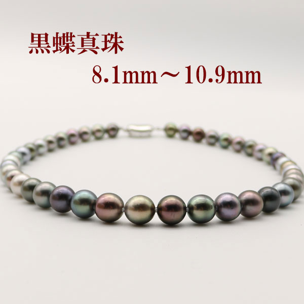 乐天商城 - 真珠 パール ネックレス 黒蝶真珠 パールネックレス 8.1-10.9mm タヒチ ゴージャス マルチカラー