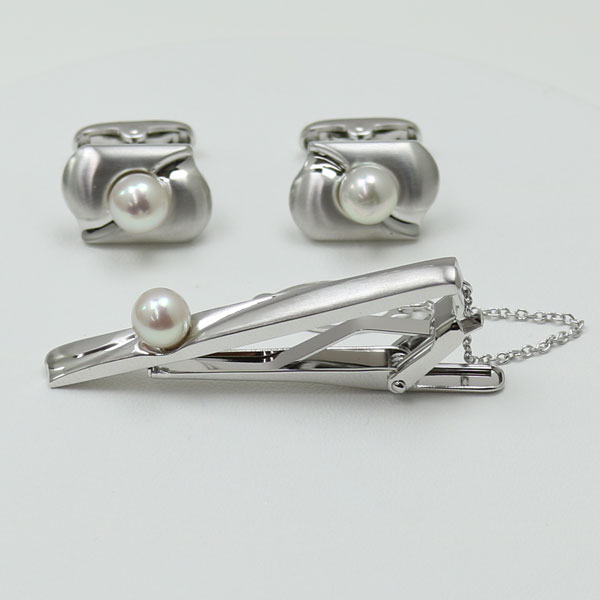 真珠 パール カフス セット あこや真珠 2点セット アコヤ真珠 7mm-7.5mm ホワイトピンクカラー
