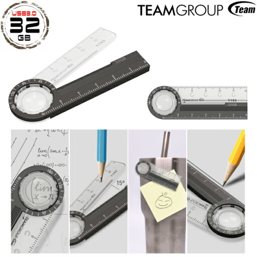 USBメモリー 32GB USB3.2 金属製/定規/分度器/コンパス/ルーペ/マグネット式 Team T193 USBメモリー 32GB USB3.2 金属製/定規/分度器/コンパス/ルーペ/マグネット式 Team T193