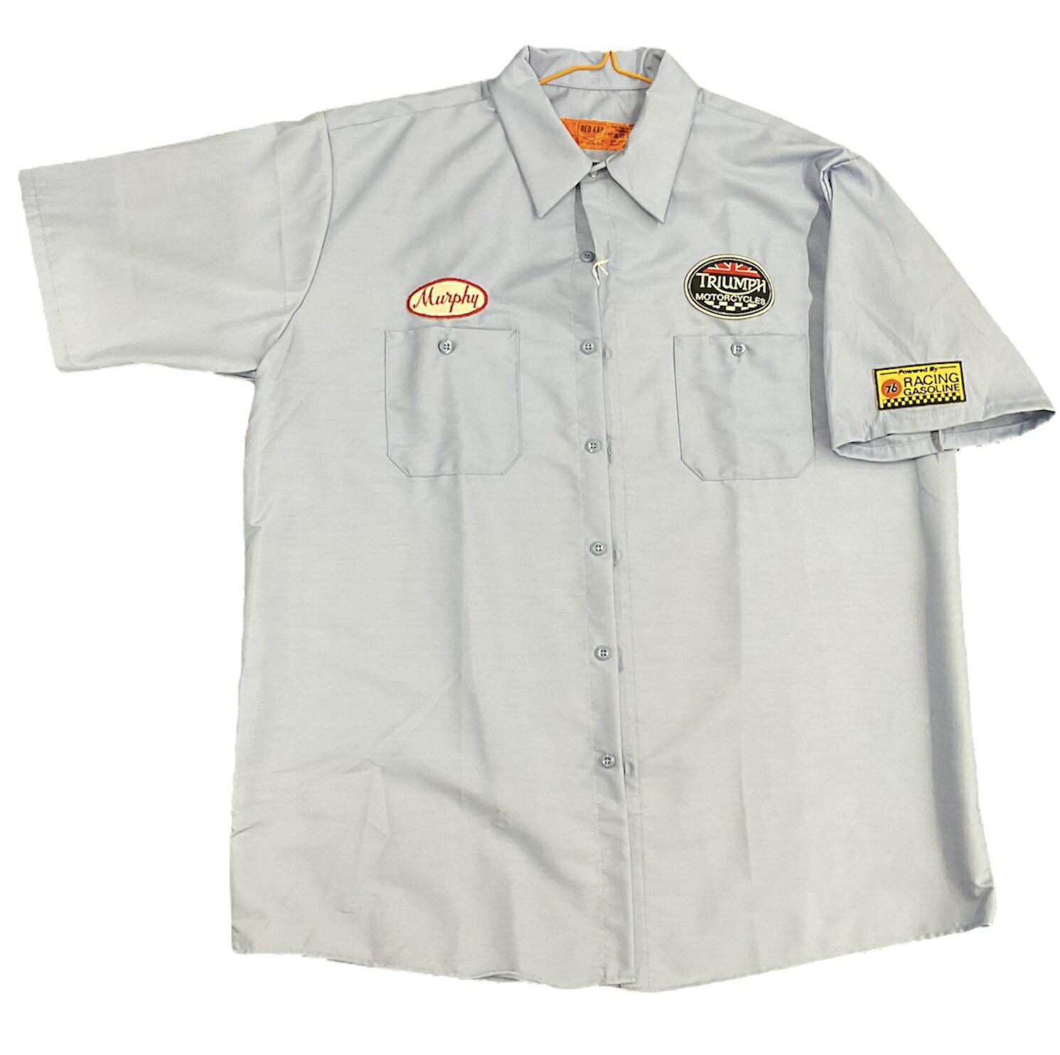 RED KAP WORK SHIRT★レッドキャップ★ワッペン付きワークシャツ★ライトブルー★ネーム★TRIUMPH　トライア..
