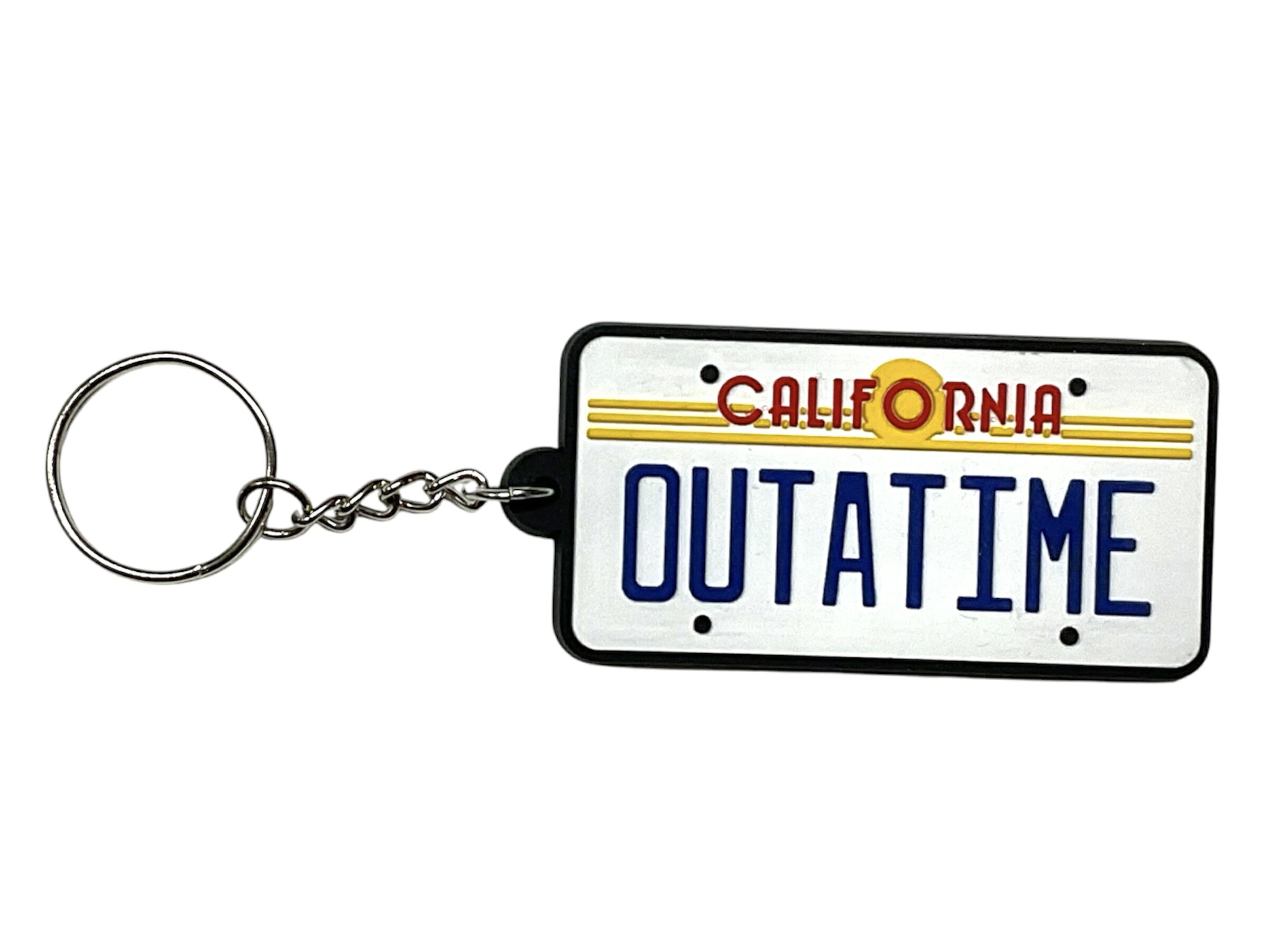ラバーキーホルダー【OUT AT TIME】バックトゥザフューチャー ナンバープレート キーリング 並行輸入 アメリカン雑貨 海外映画