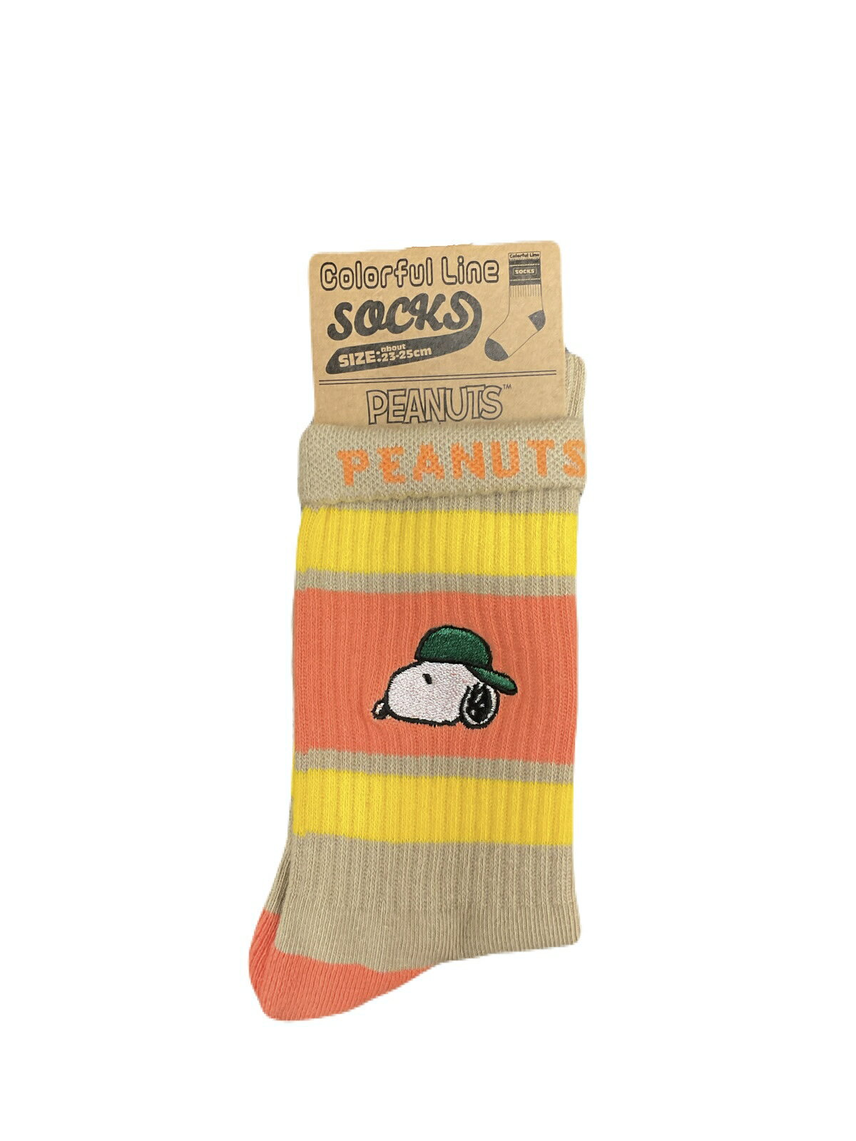 カラフルラインソックス 23cm～25cm ピーナッツ　スヌーピー　キャップ　靴下