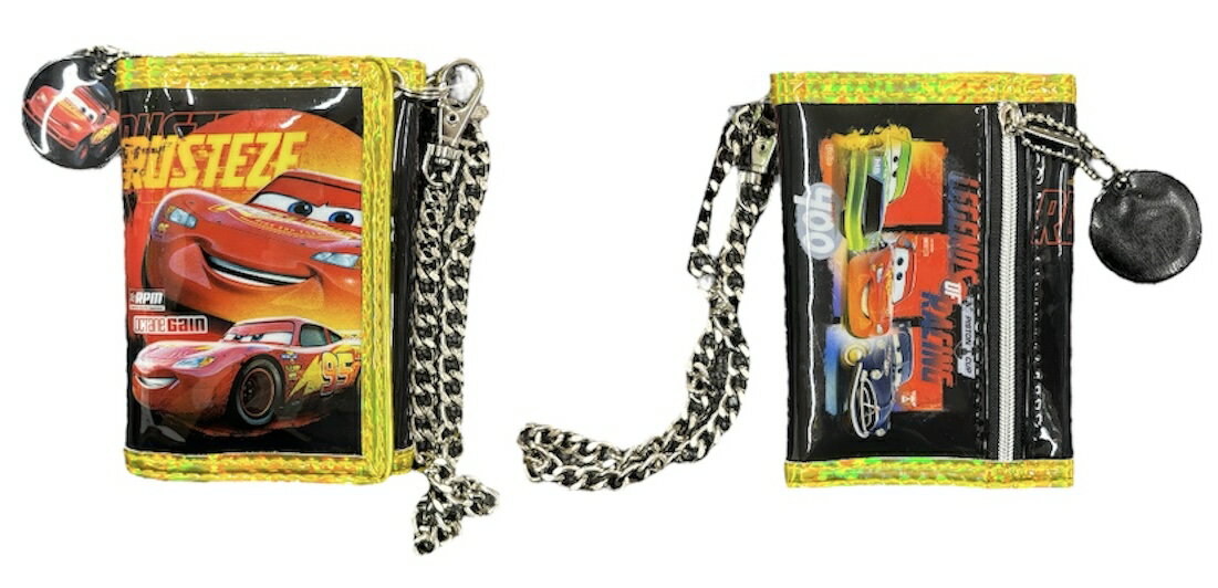 ビニールウォレット　お財布　ディズニー　カーズ　三つ折り　チェーン付