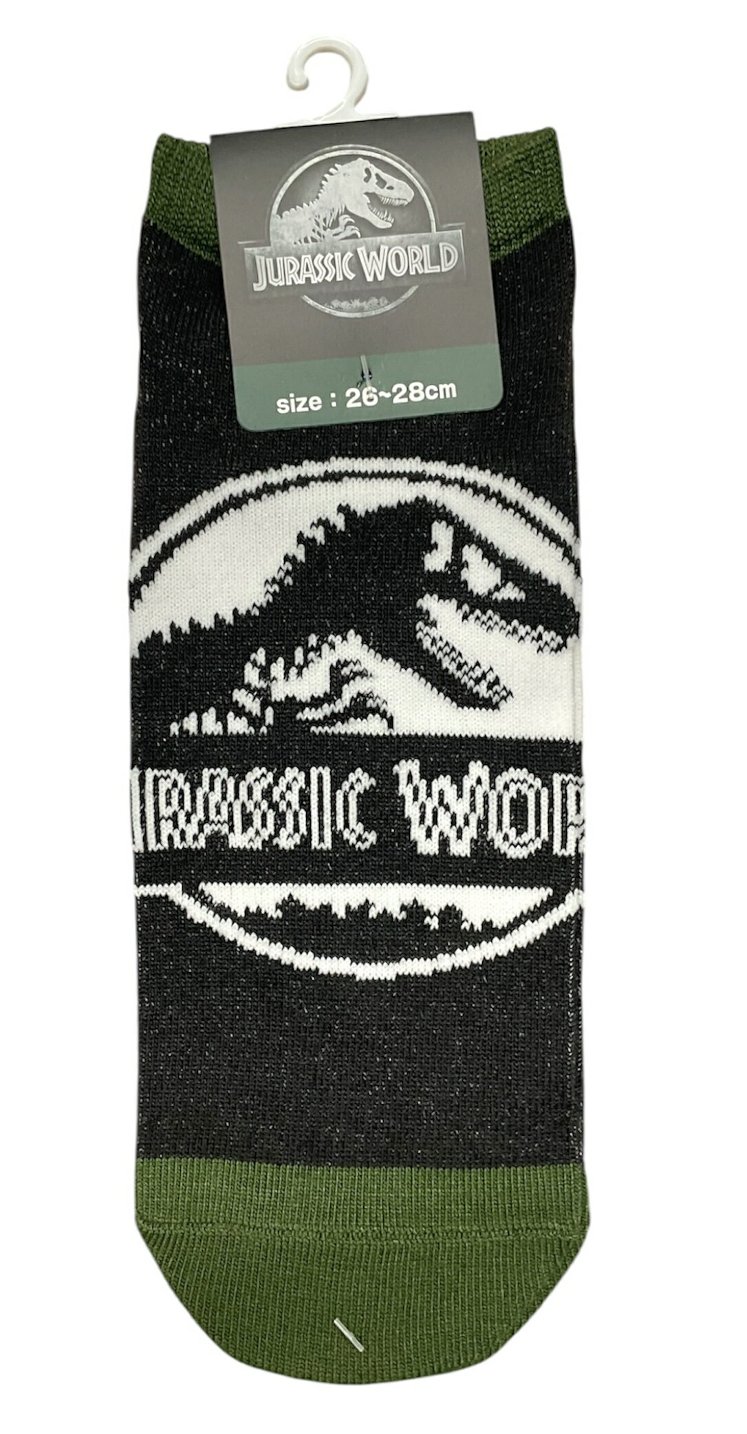 樂天商城 - UNIVERSAL　ソックス　靴下　ジュラシックワールド　JURASSICWORLD　グリーンブラック　26～28cm　メンズ