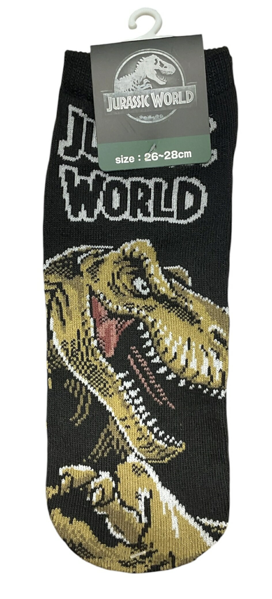 Rakuten - UNIVERSAL　ソックス　靴下　ジュラシックワールド　JURASSICWORLD　ブラック　26～28cm　メンズ