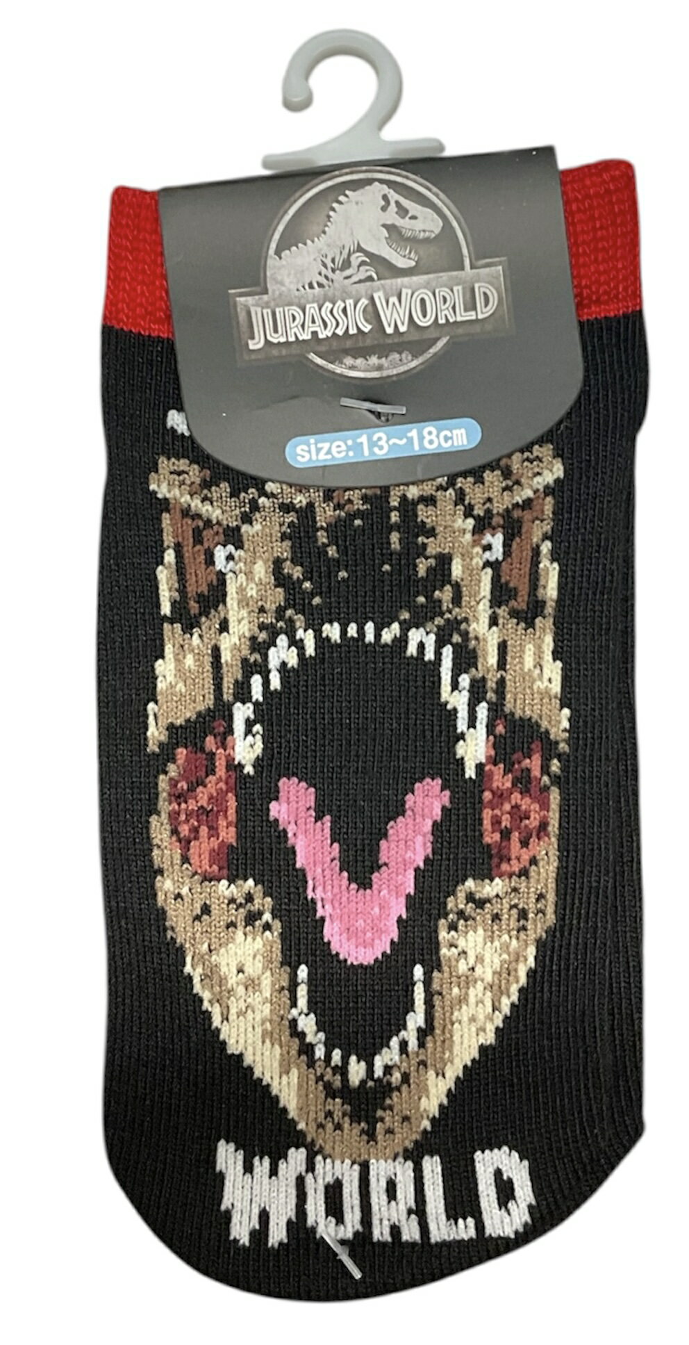 Rakuten - kids　キッズソックス　靴下　UNIVERSAL　JURASSICWORLD　ジュラシックワールド　ブラックレッド　13～18cm