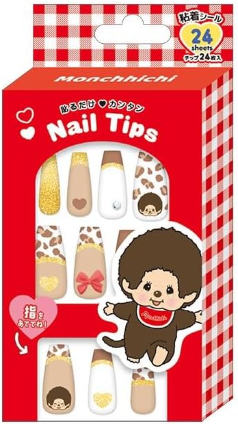 乐天商城 - モンチッチ ネイルチップ モンチッチくん 　ネイル　ヒョウ柄　ギャル　GAL　Y2K