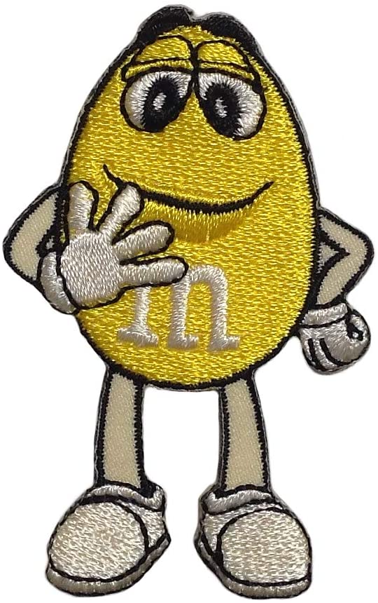 樂天商城 - ワッペン エムアンドエムズ （M&M's イエロー） アイロン パッチ キャラクター 雑貨 カスタム グッズ 新入園 幼稚園 保育園 アップリケ