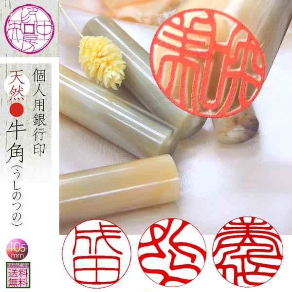認印 流麗な印影 オランダ水牛 マーブル 天然 牛角 水牛 認め 印鑑 【 自然の柄アリ 】 10.5mm丸 男性 女性 ケース付セット 職人仕上げの優雅な文字...