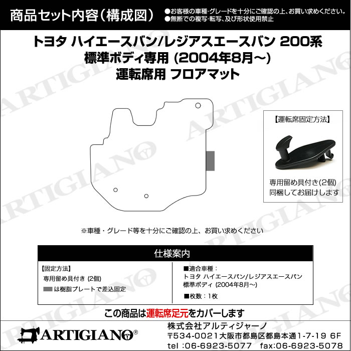 P5倍 9/12 11:59迄★トヨタ 200系 ハイエース 運転席用 フロアマット 標準ボディ用 ハイエースバン レジアスエースバン 2004年8月〜 【R1000】 運転席 カーマット カー用品 内装パーツ 送料無料