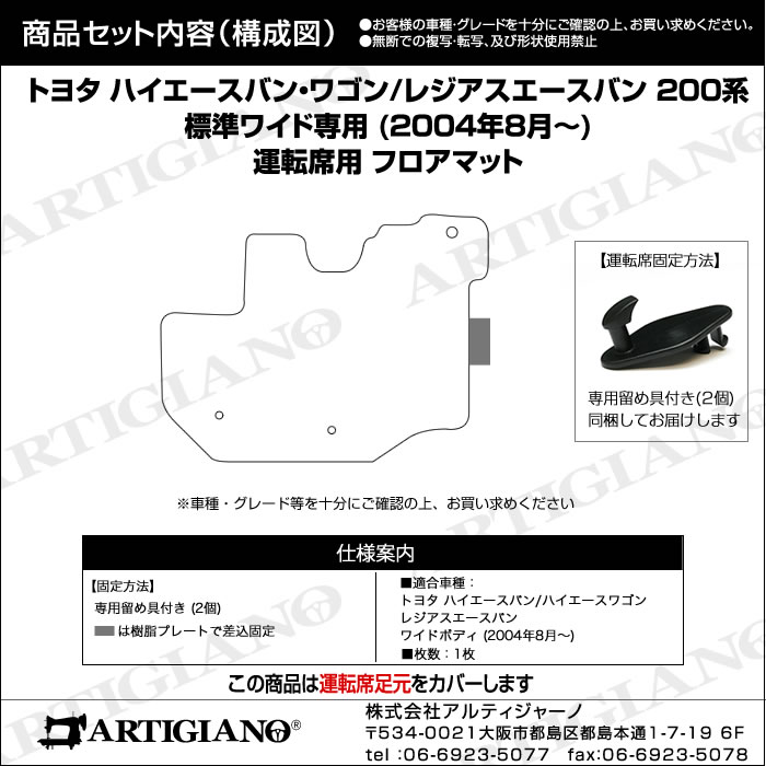 P5倍 9/12 11:59迄★トヨタ 200系 ハイエース 運転席用 フロアマット ワイドボディ用 ハイエースバン ハイエースワゴン レジアスエースバン 2004年8月〜 【R1000】 運転席 カーマット カー用品 内装パーツ 送料無料