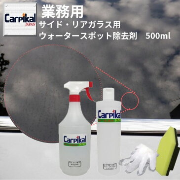 ガラス雨染み 【業務用サイド・リアガラス専用 ウォータースポット除去剤 500ml】 ガラス水垢 イオンデポジット ガラスウロコ ウォータースポット落とし 雨染み落とし 雨染み落し シリカスケール 除去 落とし 落し