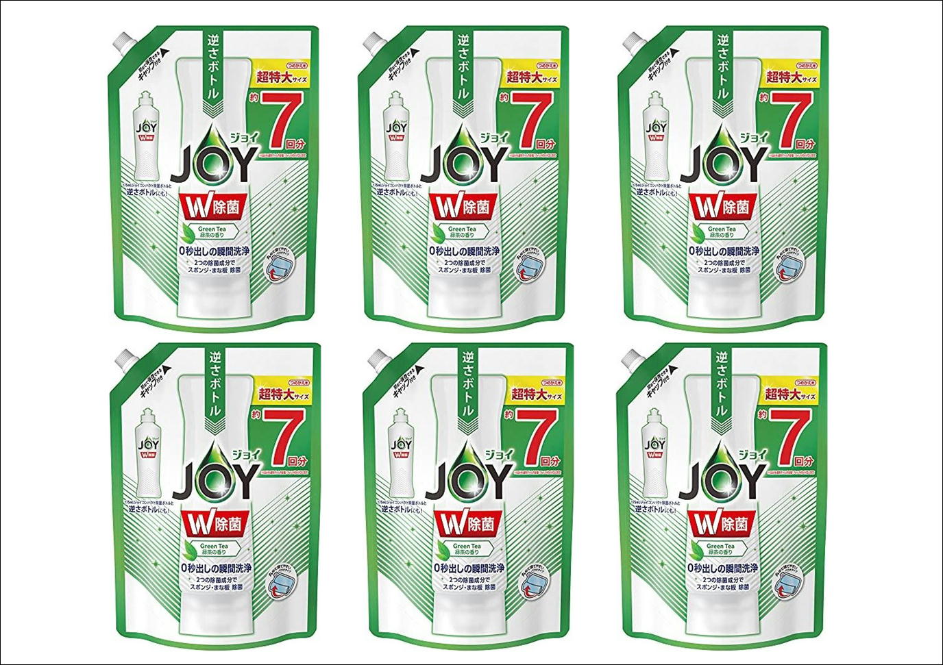【超特大詰替960ml×6袋セット】P&G　除菌ジョイ　コンパクト　W除菌　緑茶の香り　食器洗い用洗剤　新品