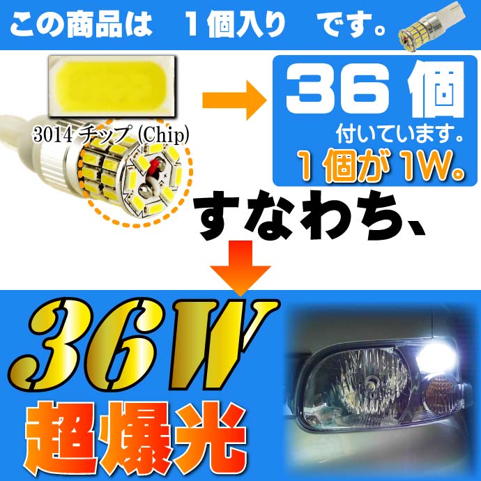 ヴォクシー バック球 36W T16 LEDバルブ ホワイト1個 VOXY H19.6〜H25.12 ZRR70W/ZRR75W バックランプ球 as10354 3