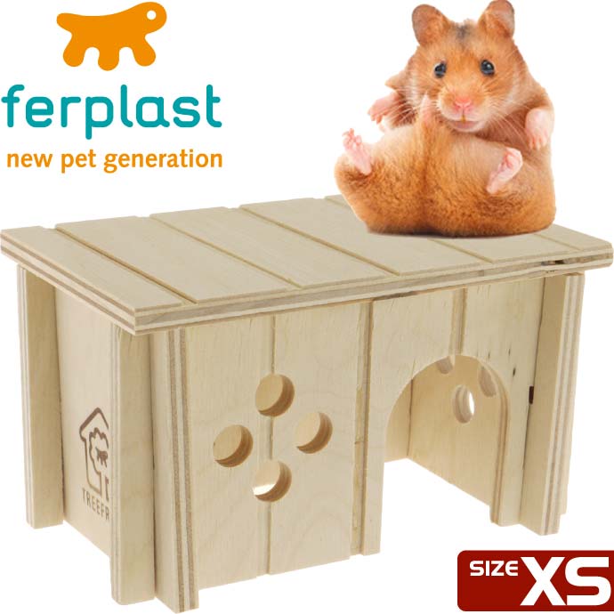 ferplastハムスター用ウッドハウスSIN4641木のお家XS ペット用品ハムスターハウス 組立簡単ペット用品ハムスターハウス Fa5117