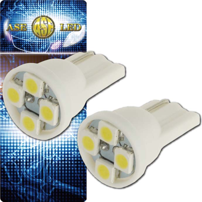 T10 LEDバルブ4連ホワイト2個 高輝度SMD T10 LED バルブ 明るいT10 LED バルブ ウェッジ球 T10 LEDバルブ as167-2