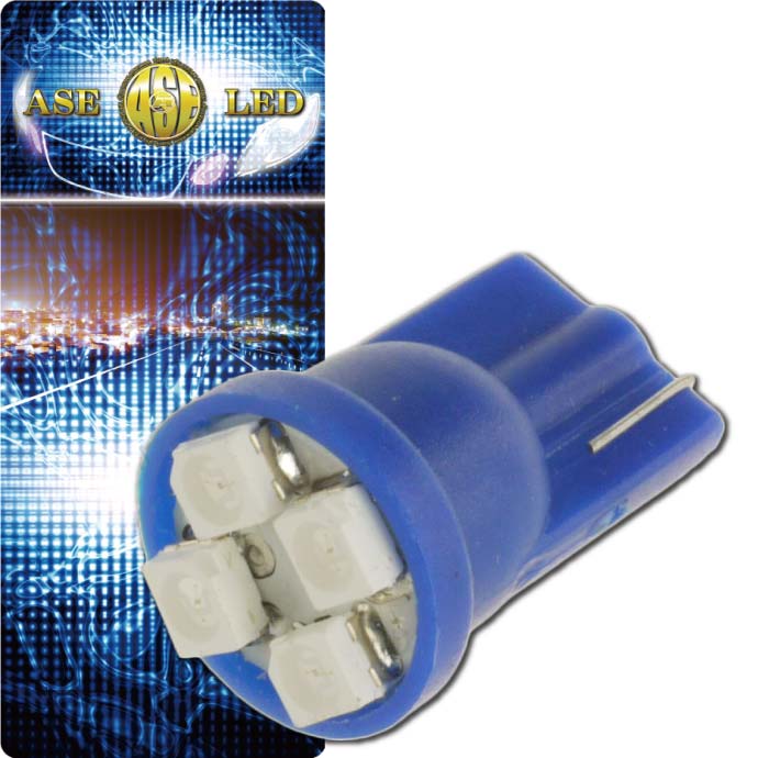 T10 LEDバルブ4連ブルー1個 高輝度SMD T10 LED バルブ 明るいT10 LED バルブ ウェッジ球 T10 LEDバルブ as422