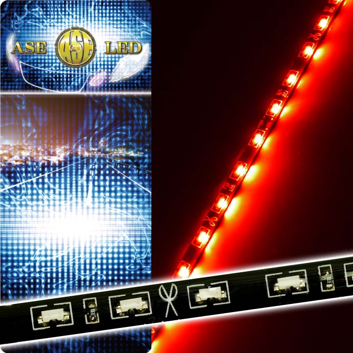 【新春SALE 全品P10倍 1/1限定】バイク用60連LEDテープ60cm 側面発光LEDテープレッド1本 両端配線 防水LEDテープ 切断可能なLEDテープ as461