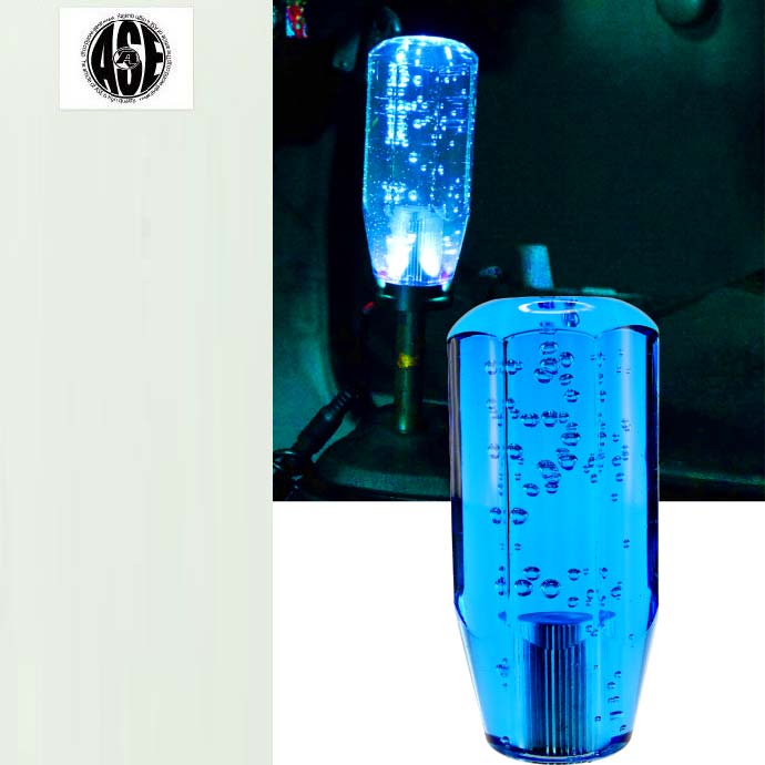 光るクリスタルシフトノブ八角10cm青色 シャフト径8/10/12mm対応