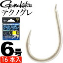 がまかつ テクノグレ 68292 グレ針6号 16本入 gamakatsu 釣り具 半スレ ブイヘッド 平打ち 先端ストレート Ks348