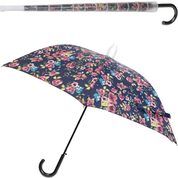 迷惑かけない水濡れ防止 スルット傘 紺花柄 傘を畳んでから傘に付いた水が人や物に付かないためのカバー Yu034