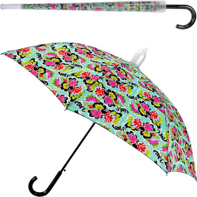 スルット傘 緑花柄 迷惑かけない水濡れ防止傘 傘を畳んでから傘に付いた水が人や物に付かないためのカバー付 Yu037