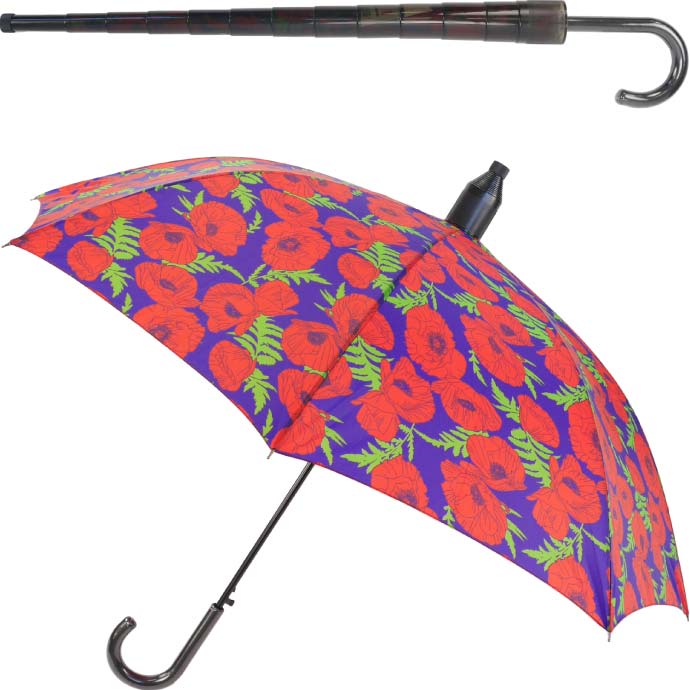 スルット傘 赤花柄 迷惑かけない水濡れ防止傘 傘を畳んでから傘に付いた水が人や物に付かないためのカバー付 Yu049