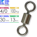 KISSRITSU スイベル サルカン 4/0号 30mm 耐100kg 13個入 キスリツ 釣り具 仕掛け 糸ヨレ防止 ローリングスイベル Rk808
