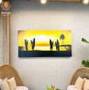 絵画 海 サンセット 80×40cm 6 【 おしゃれ 壁掛け インテリア アート 絵 海の絵 バリ絵画 夕日 風景画 サーフ アートパネル アジアン 雑貨 バ...