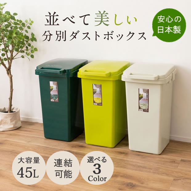 樂天商城 - 【最大2000円OFFCP】 【45L 分別ダストボックス】 ごみ箱 ゴミ箱 おしゃれゴミ箱 フタ付き 屋外対応 分別 スリム 大容量 大型ゴミ箱 おしゃれ シンプル キッチン ベランダ ガーデン ナチュラルインテリア 北欧風 日本製