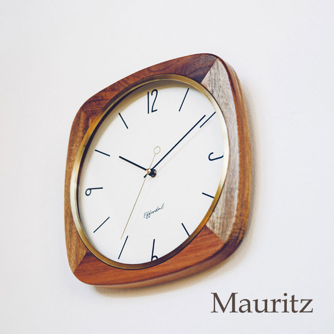 壁掛け時計 Mauritz マウリッツ CL-3932 INTERFORM | 時計 掛け時計 ウォールクロック アナログ スイープムーブメント 音がしない 静音 静か 木 木製 ウッド ゴールド 四角 寝室 シンプル モダン レトロ ナチュラル カフェ 新築祝い 新生活 [2]