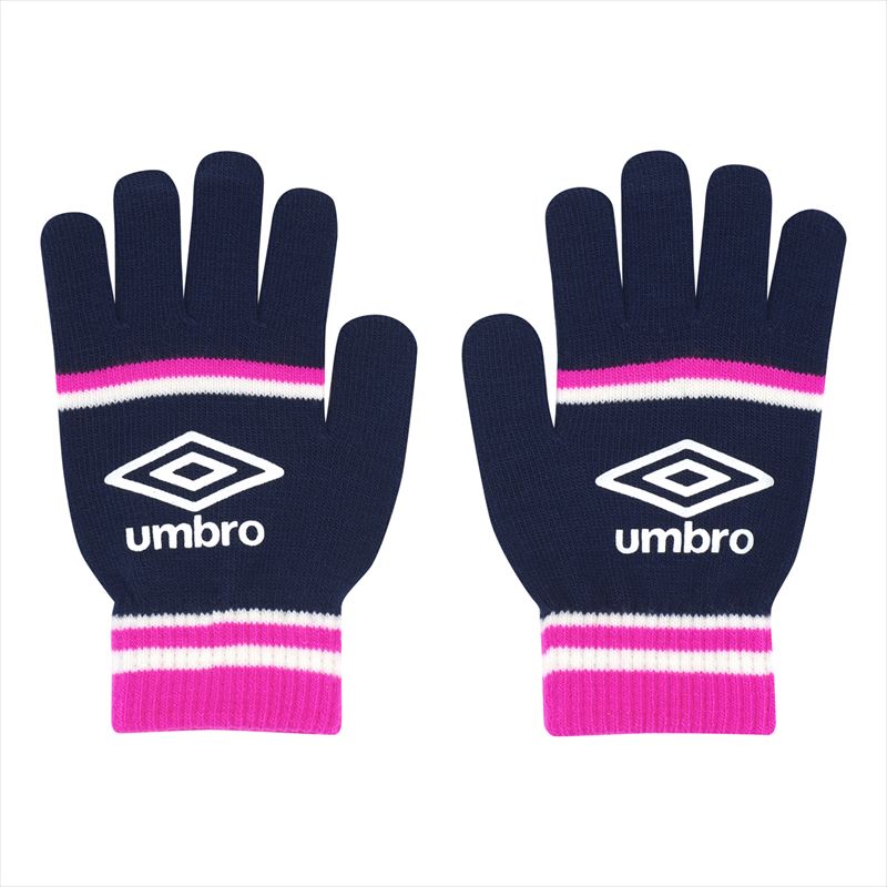 【1点までメール便可】[umbro]アンブロジュニアニットグローブ(UUDYJD55)(NVPK)ネイビーxピンク