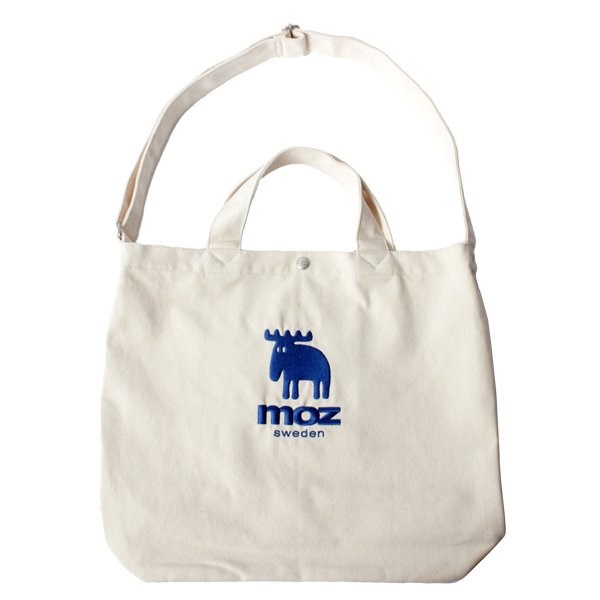 [moz]モズ帆布 2way ショルダートート(ZZHC-01)(WHBL)ホワイト×ブルー