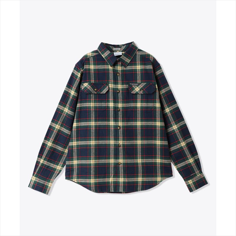 コロンビアメンズウェアフレアガンストレッチフランネルシャツ(AE0232)(468)Coll Navy Two Lane Tartan