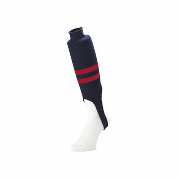 【2足までメール便可】[SSK]エスエスケイジュニア・レギュラーカットストッキング(リブ編み)(YA2210J)(70R)NV×RD