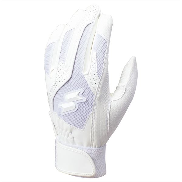 【1個までメール便可】[SSK]エスエスケイ野球バッティング用手袋(両手用)高校野球可シングルバンド(BG3004W)(10)ホワイト