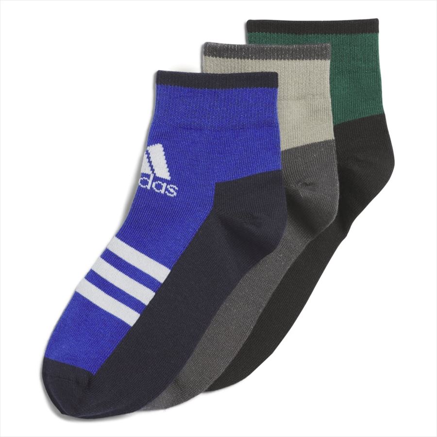 [adidas]アディダスキッズ 3Pアンクルソックス(JMT49)(IM5191)セミルシッドブルー/カレッジグリーン/シルバーペブル