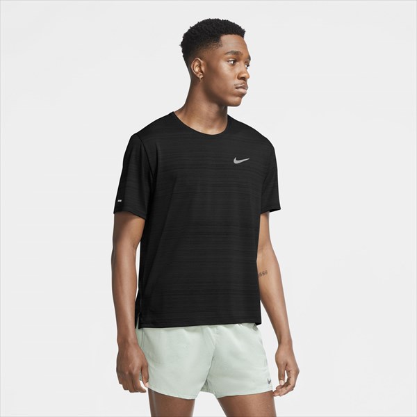 [NIKE]ナイキメンズランニングシャツDRI-FIT マイラー S/S トップ(CU5993)(010)ブラック/リフレクティブシルバー