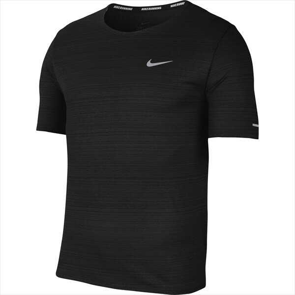 [NIKE]ナイキメンズランニングシャツDRI-FIT マイラー S/S トップ(CU5993)(010)ブラック/リフレクティブシルバー