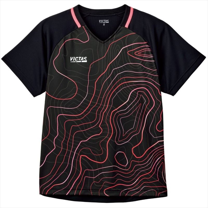 【1点までメール便可】[VICTAS]ヴィクタス男女兼用ゲームシャツトポグラフィーゲームシャツ(612401)(7000)ピンク