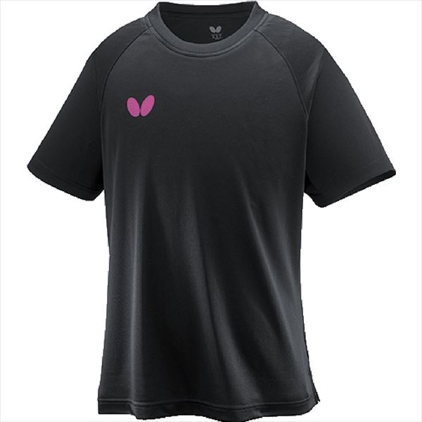 【1点までメール便可】[Butterfly]バタフライ男女兼用プラクティスシャツウィンロゴ・TシャツII(46420)(912)ブラック×ロゼ