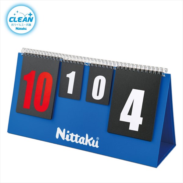 6800抗ウイルス・抗菌のスリムで軽いカウンター 札:大礼0?20(10?20はレッド)・小礼0?4 クリーンな環境で卓球を楽しんでいただきたい！ニッタクが採用した抗ウイルス・抗菌加工、シングルナノ複合粒子コーティング「メディカルナノコート」粒径10ナノメートル未満の様々な機能性無機材料を均一にコーティングする独自技術により、表面を清潔に保つ抗ウイルス・抗菌コーティングです。(第三者機関による、長期間の効果実証データ有り)スリムで軽い！軽いから！審判も疲れない。不織布バッグ付きだから！設営準備や持ち運びにも便利。スリムだから！収納スペースにも困らない。JL＝日本製(Japan)の軽い(Light)カウンター素材:本体、文字板:紙+PP加工 重量:600g奥行13×幅41×高さ約20.5(cm)(使用時)