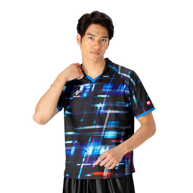 【1点までメール便可】[Nittaku]ニッタクゲームシャツ(ジュニアから大人まで)スカイステラシャツ(NW-2213)(09)ブルー