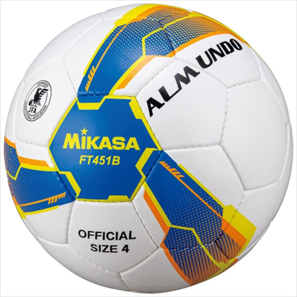 MIKASA ミカササッカーボール検定4号球ALMUND 手縫い(FT451B-BLY)ブルー/イエロー