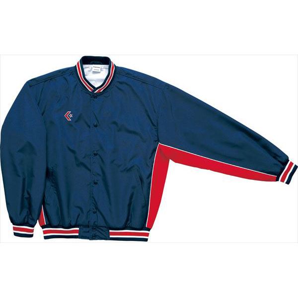 [CONVERSE]コンバース ウォームアップジャケット 前ボタン (CB182112S)(2964) ネイビー/レッド