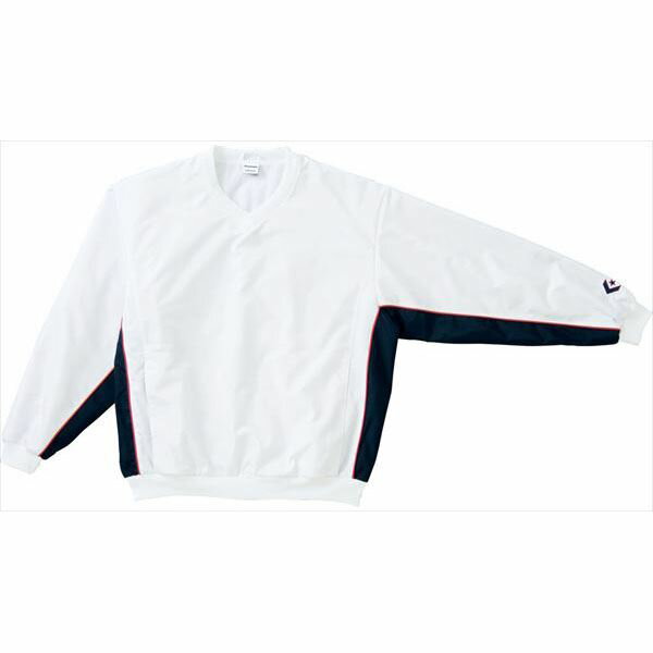 [CONVERSE]コンバース Vネック ウォームアップジャケット (CB182113S)(1129) ホワイト/ネイビー