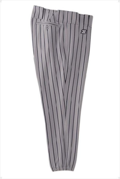 [ZETT]ゼット野球ストライプレギュラーパンツ(BU612)(1329)シルバー/ネイビー